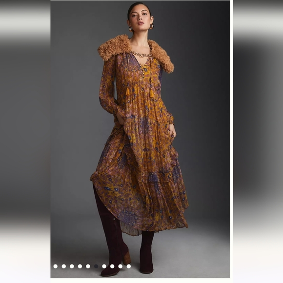 Anthropologie The Marais Printed Chiffon Dress. Multicolored. Size Small. NWOT. - Picture 10 of 15